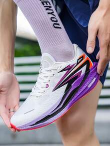 2026 New Ultra-Light Carbon Board Running Shoes, Popcorn Midsole Anti-Slip Durable Versatile Sneakers - White Purple - View 3