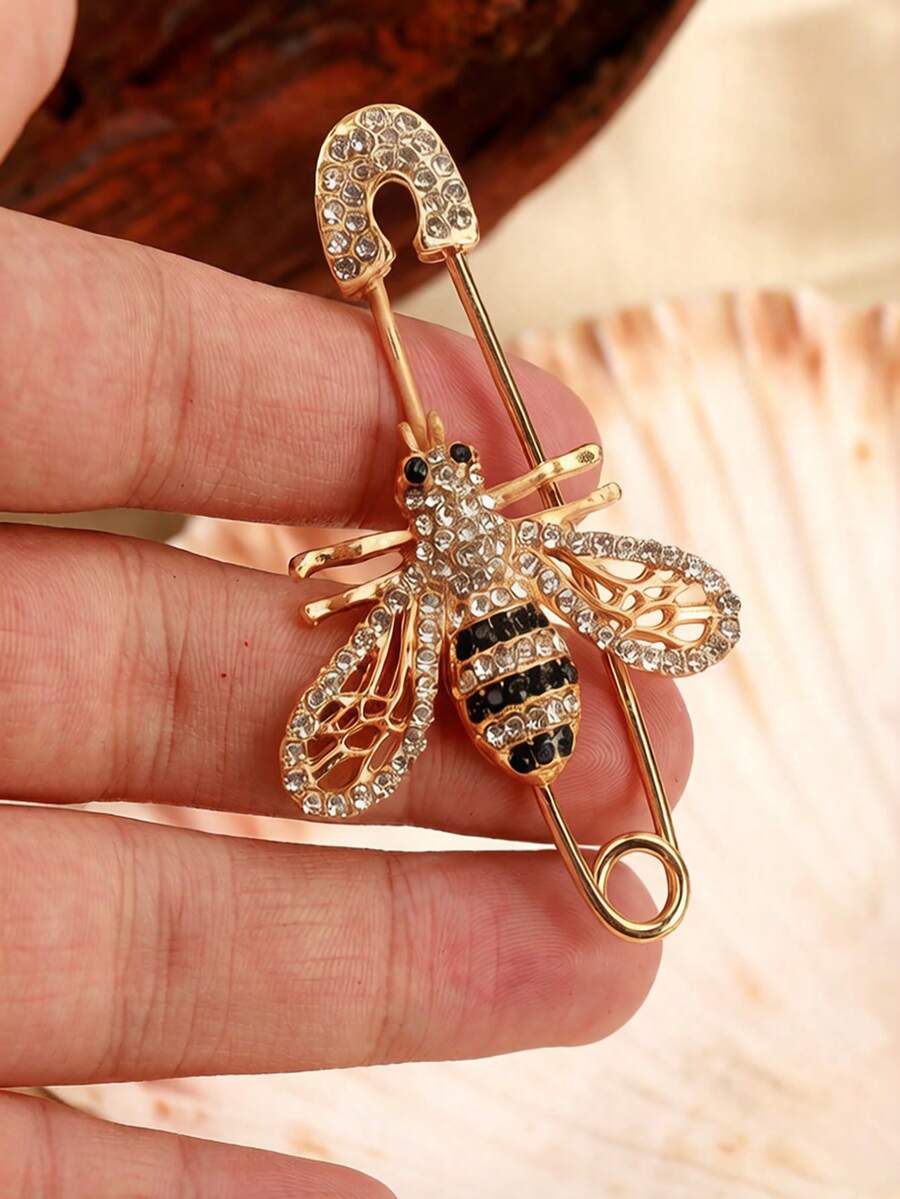 1pc Rhinestone Bee Brooch Pin, Cute Sweater Decoration Jewelry For Women - Bee Shape - View 1