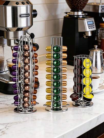 コーヒーポッドホルダー オリジナルライン用 1個、コーヒーポッド収納オーガナイザー 360度回転式カプセルカルーセル、ホームバーカウンタートップ用 (40ポッド)