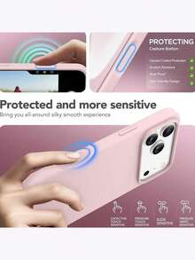 液态硅胶三层全包覆软橡胶手机壳，防震保护套，带防刮超细纤维内衬，兼容 17、17 Air、17 Pro、17 Pro Max、13、11、16 Pro Max、15、14 Plus、12 - 灰粉 - 查看 3