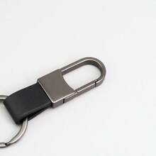 1pc Men's Metal & Leather Key Chain, Minimalist Car Key Holder - Multicolor - View 5
