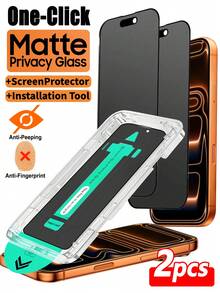 ZYONS Shockproof Privacy Screen Protector 2pcs Matte Tempered Glass Screen Protector With Installation Tools, Auto-Alignment, Auto-Dust Removal, Full Screen Coverage, Anti-Fingerprint, 9H Hardness, Anti-Explosion, Compatible With IPhone 17 Pro Max/17 Air/17E/17 Pro/16 Pro Max/16 Pro/16 Plus/16/15 Pro Max/14 Pro Max/13/12/11 Series, Privacy Protection, Anti-Peeping, Matte Anti-Glare, Anti-Fingerprint, Dust-Free Design, Matte Texture, Easy Installation, Phone Accessories, Mother's Day Gift - Black - View 27