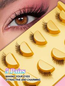 Waloshow 20片/10片/5片半透明拉长假睫毛 - 黑色 - 查看 4