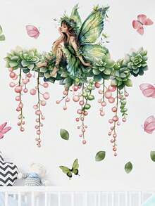 Exquisite Elegant Butterfly Fairy Wall Stickers, Self-Adhesive PVC Decals For Living Room, Hallway, Bedroom, Dining Room & Study – Removable Decorative Art - 1PC - View 3
