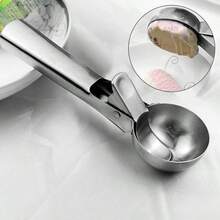 Automatic Retractable Stainless Steel Dual-Use Ice Cream Scoop, Multifunctional Ice Cream Ball Spoon, Ice Cream & Fruit Spoon - Silver - View 3