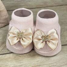 Baby Slippers And Headband Set For Newborns With Rhinestones And Assorted Bows - Dusty Pink - View 3