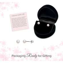 Girls 14K Gold Plated or.925 Sterling Silver 4-5mm Cultured or Simulated Pearl Earrings with Safety Screw Backs for Babies Toddlers Teens or Women - Oro de 14 quilates/Blanco - Ver 7