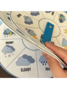 1pc Blue Weather Felt Rotating Disc, Room Decor, Home Decoration, Entertainment Accessory, Gift For Friends, 10.63*9.45in, Weather Felt Spinner, Today's Weather, Felt Spinner, Felt Sticker Kit, Felt Set, Weather Spinner, Atmosphere Prop, Back To School Reward, Ideal Gift - A - View 5