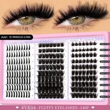 VELTRINAY 210/220/240/250 Miếng Mi Giả Tự Làm 3 Kiểu Mi Giả Riêng Lông Dung Tích Lớn Mi Giả Dài 10-19mm Độ Dài Hỗn Hợp Mi D-Curl Mi Cụm Mi Mỏng Xù Mi Chéo Mi Cụm Mi Dày Xù Dụng Cụ Trang Điểm Nối Mi Phù Hợp Cho Nhiều Dịp Khác Nhau - Xem 13
