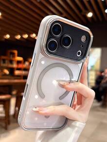1件裝奢華金屬相機保護磁吸磨砂手機殼，相容 iPhone 18 Pro Max 17 AIR 16 15 14 13 12 11 Pro Max Plus，軟 TPU 背蓋，支援無線充電 - 白色 - 查看 3