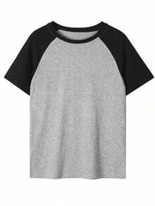 Áo thun nam GRDR tay ngắn cổ tròn phối màu raglan phong cách retro Mỹ, thoải mái và thời trang, thích hợp mặc mùa hè. - Xám - Xem 3