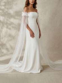 1 对白色薄纱新娘袖口，适合花园婚礼、蜜月写真、派对仪式等场合，多功能弹性设计 - 彩色 - 查看 2