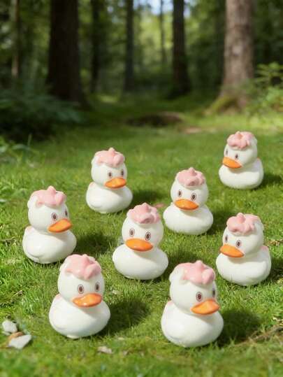 8个迷你树脂鸭子摆件，可爱小动物装饰 - DIY仙境花园装饰，家居/办公室桌面摆件，感官玩具填充物，收藏展示，盆栽装饰，微景观工艺品，汽车内饰配件，儿童/成人生日情人节圣诞节礼物