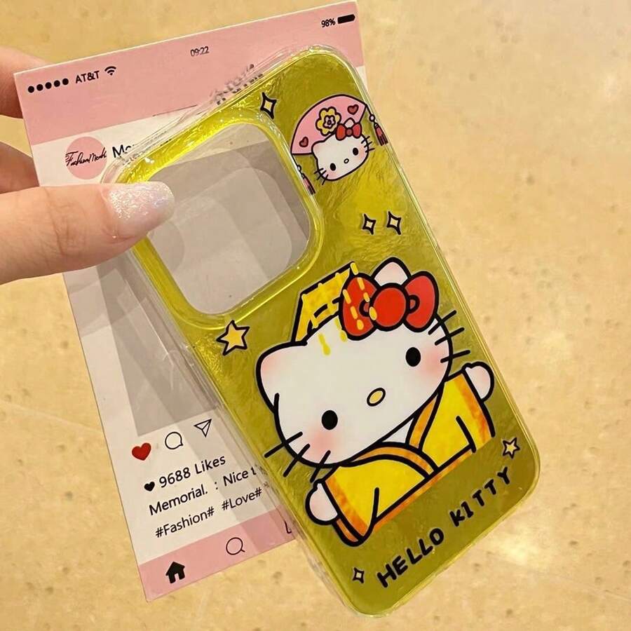 SANRIO 1个全新闪亮个性皇帝3D蝴蝶结设计软手机壳，兼容 17 Pro Max/16 Pro Max/15 Pro Max/15 Plus/14 Pro Max/13 Pro Max/12 Pro Max/11，创意卡通少女风 - 彩色 - 查看 1