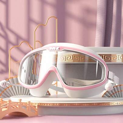 Gafas de natación de marco grande con función impermeable y antivaho, gafas de natación de marco grande de alta definición para adultos y estudiantes, máscara de buceo profesional para adultos