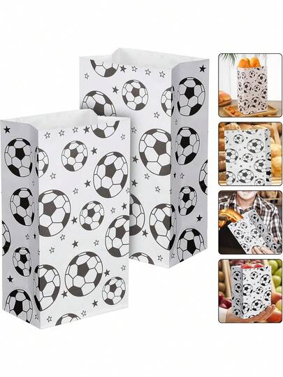 10/20个装足球图案纸质礼品袋，世界杯足球主题装饰包装袋，适用于派对礼品、礼物包装、体育赛事、生日装饰、节日装饰、家居装饰、糖果袋、派对用品
