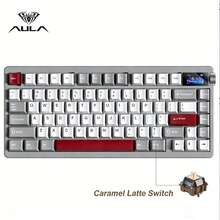 AULA Nova75 Mechanical Gaming Cream Keyboard, 8000mAh Battery, 75% Compact Layout, Gasket-Mount Design For Creamy Sound, RGB Backlight, Customizable Hot-Swappable Switches, Bluetooth/2.4GHz/USB-C Connectivity, Suitable For Gaming And Typing, Compatible With Windows And Mac - View 13