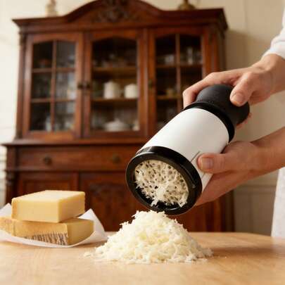 Portable Handheld Cheese Grater, Manual Rotary Cheese Grinder With Storage Container, One-Handed Cheese Shredder Suitable For Parmesan, Cheddar, Mozzarella, Great For Kitchen, Camping, Picnic, Restaurant, Easy To Clean And Dishwasher