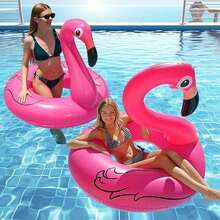 Giant Inflatable Flamingo Pool Float For Adults - Premium Tropical Island Lounger With Cup Holder, Large Pink Flamingo Raft, Quick-Dry Reusable Vinyl Air Mattress, Beach Party Floaties For Poolside Relaxation, Summer Vacation Swim Accessories - 彩色 - 查看 9