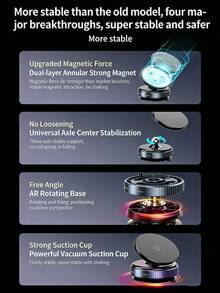 1个多功能磁吸式车载仪表盘手机支架，斜挎支架 - 黑色 - 查看 3