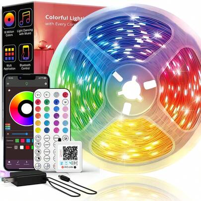 HBOWMDJIA 16.4FT-200FT Smart LED Strip Lights For Home Decor, Light  Bars With APP, Remote Control And Power Plug, Music Sync LED Light Suitable For Bedroom Room Decor, Kitchen, Easter Party Event Decor