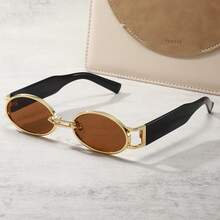 1副女士复古经典椭圆形全框时尚眼镜，适合日常外出、度假、海滩和公路旅行 - 彩色 - 查看 2