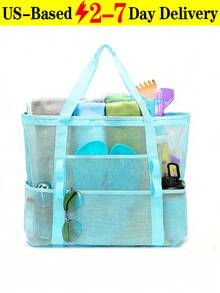 Large Capacity Waterproof Beach Bag, Portable Mesh Beach Bag, Lightweight Collapsible Beach Bag, Portable Travel Bag, Mesh Beach Bag Swim Tote Bag, Multifunctional Shoulder Shopping Bag Handheld Beach Mesh Hollow Out Bag Hollow Bag, Summer Beach Toy Storage Bag, Bath Swimming Large Capacity Storage Bags, Bathroom Bag & Shoulder Handbag For Travel Vacation Beach Cruise Essentials , Beach Bag, Holiday, Suitable For Bathroom Toy Storage,Swimming And Fitness,Family Travel, Vacation, Holiday, Beach, Camping &Hiking,Perfect For Summer, Vacation & Beach, Hottest Beach Bags[US Local Warehouse] - 彩色 - 查看 15
