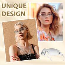 Y2k Accessories Set Included Star Y2k Silver Necklace Grunge Layered Necklace Y2K Sunglasses Star Hair Clip Y2k Silver Hair Clips Keychain Hip Hop Pants Chain Vintage Jewelry Set for Women - Estilo moderno Y2K - Ver 5