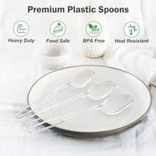 360 Count Clear Plastic Spoons Disposable BPA-Free Heat Resistant Solid and Durable Disposable Spoons Heavy Duty Bulk Premium Spoons plastic disposable for Party Supply - claro - Ver 5