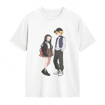 Demon Slayr Anime Painted Printed T-Shirt 2026 Men's And Women's AutumnWinter New Harajuku Large Loose 100% Cotton Suitable For All Seasons