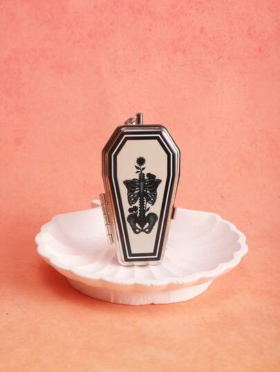 1 pieza Cenicero con forma de ataúd con diseño de calavera y flor en estilo gótico, diseño único y creativo. Compacto y portátil, ideal para oficina, coche, actividades al aire libre