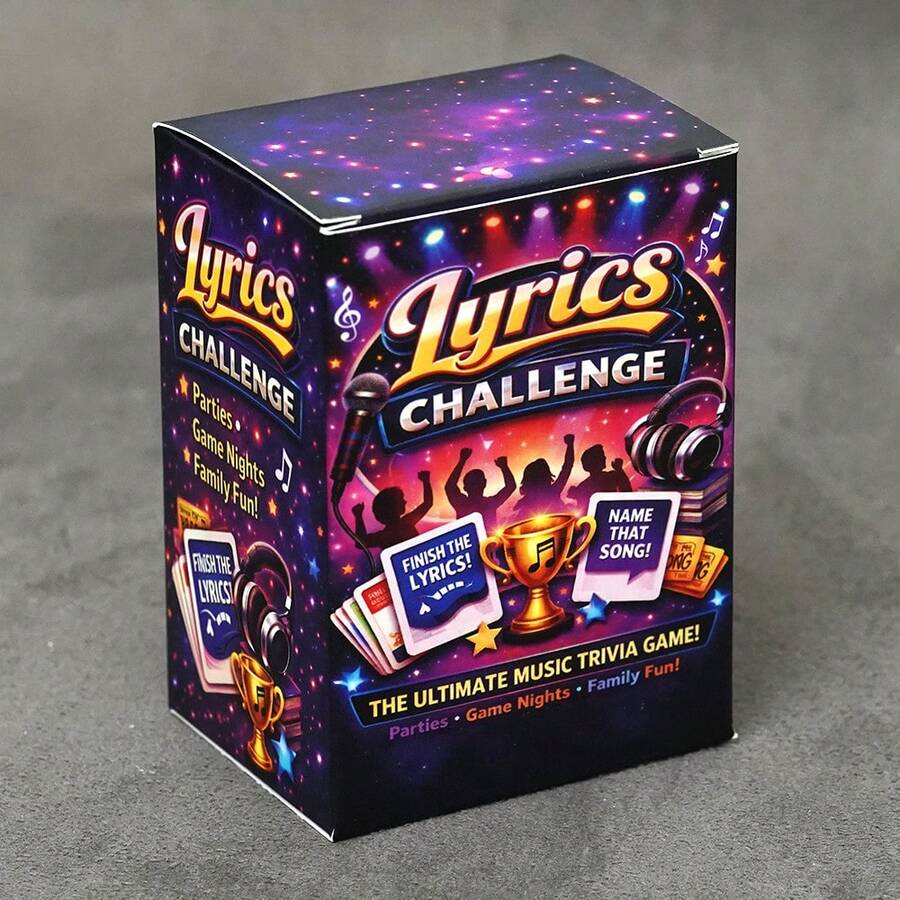 Music Trivia Card Game Party Gathering Entertainment 140 Cards Song Lyrics Knowledge Challenge Urban Culture Musical Hits Retro Grooves Interactive Social Tabletop Deck Fun Gift Set Soulful Melodies Rhythmic Nostalgia Rapping Singing Vocals Competition - Purple - View 1