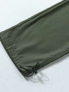 1pc Men's Solid Color Multi-Pocket Cargo Pants With Belt Loops, Casual Loose Straight Leg Trousers, Suitable For Spring, Summer, Autumn And Winter, Outdoor Fashion Cargo Pants, Gift For Boyfriend/Husband - Army Green - View 6