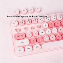MOFII I Bean 2.4G Wireless Silent Keyboard And Mouse Set, Macaron Retro Round Keycaps, Feminine Style, Office Keyboard Compatible With PC Laptop, Battery Not Included - View 6