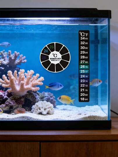 1 pieza Pegatina de temperatura para acuario, adecuada para pecera, tortuga, lagarto, invernadero, medición de temperatura precisa y sensible, lectura clara, aplicable a múltiples escenarios