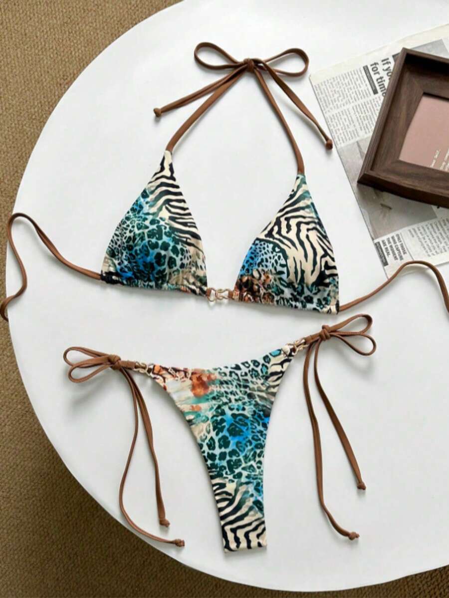 2025 Vintage Leopard Print Pattern Bikini 2 Pieces Set Women - 彩色 - 查看 1