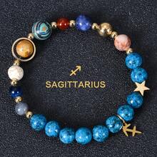 1件装八大行星及十二星座手链，天然石太阳系手链，天秤座/处女座/狮子座吊坠手链，金色，情人节情侣珠宝礼物 - 寶藍色 - 查看 13