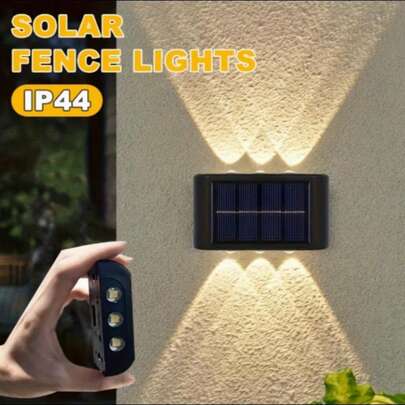 1pc 6 LED Solar Powered Dual Color Light, Warm & Cool Light, Suitable For Outdoor Yard, Street, Landscape, Garden And Commercial Area Lighting, Camping Decor