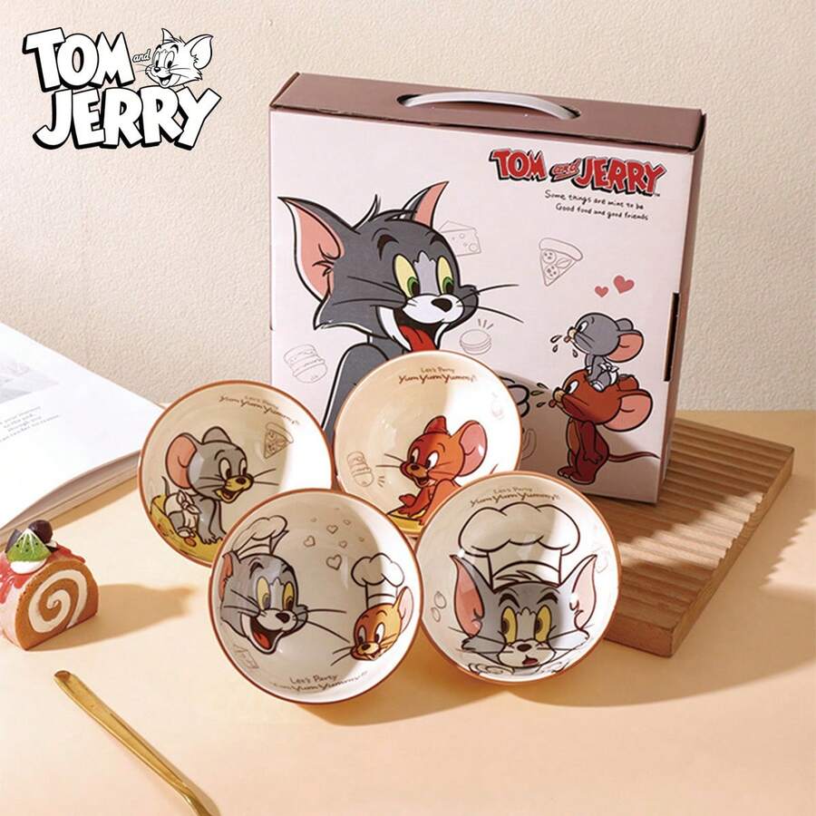 TOM AND JERRY. Bộ bát sọc chính hãng, bát súp dễ thương, bát cơm, đồ dùng gia đình, quà tặng. - Nhiều màu - Xem 1