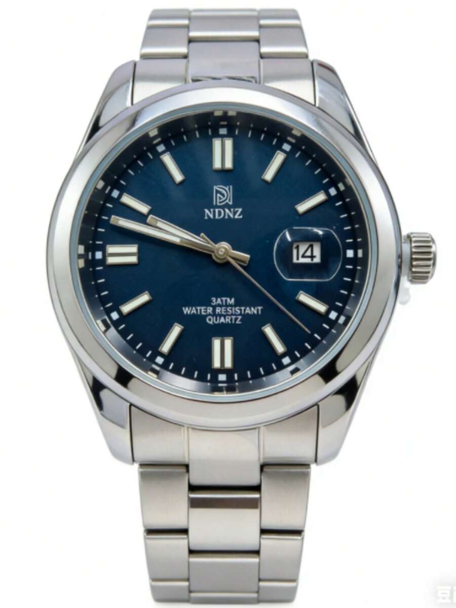 Esfera negra clásica + Escala luminosa, Reloj de pulsera de cuarzo NDNZ, Cronometraje preciso para negocios y uso al aire libre de doble propósito - Azul Marino - Ver 1