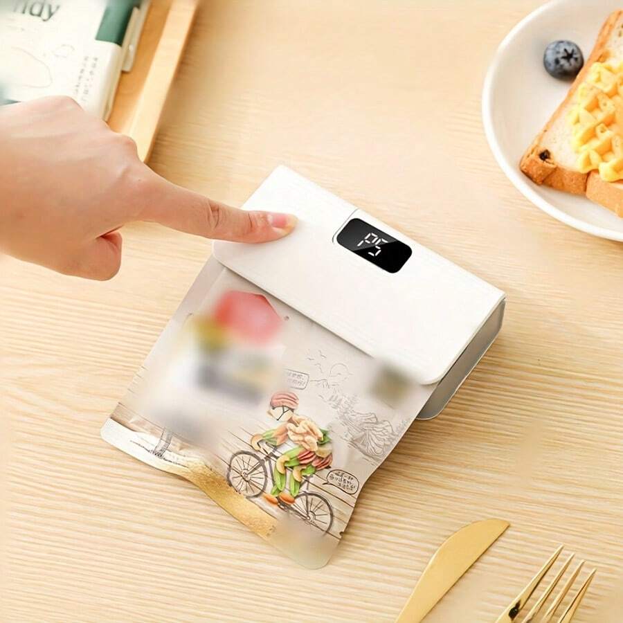 SOKANY Mini Bag Sealer With Cut+Seal Combo, Type-C 1300mAh, Smart Digital Display, 6 Temps, Magnetic For Fridge. Seals Tea Bags, Nuts, Bread Bags. Perfect For Home/Dorm/Office; Essential Kitchen Tool.