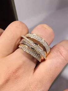 Women's Artificial  Ring, Elegant Fashion Rings, Copper Chain Design, Casual Style Jewelry Gift For Women, All Season Accessory For Parties & Anniversaries - Vàng - Xem 6