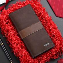 1个男士个性化长款钱包，11个卡位，PU皮革对折钱包，男女通用日常通勤卡包，时尚零钱包旅行证件套 - 彩色 - 查看 14