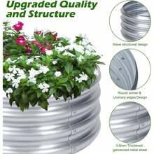 3 Pack Raised Garden Bed - Round Galvanized Metal, 2x2x1 Ft - 60公分 三套 - 查看 2