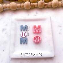 Mother's Day Gift, Letter M & Basketball Baseball Shaped Clay Cutter Set, DIY Handmade Earring Accessory Tools - Pink - View 11