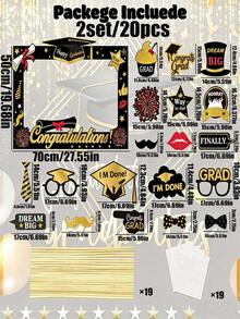 1/19/20件 2026 毕业照相亭道具，黑色金色毕业照相道具框和毕业照相亭道具，有趣的毕业派对自拍道具，大学毕业生自拍相框。 - 拍照道具 - 查看 9