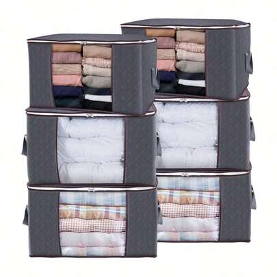 3/6pcs Bohemian Style Transparent Window Storage Box Set With Reinforced Handles - Ideal For Christmas And Holiday Gifts, Easy To Store Cosmetics, Clothes And Small Items, Clear View And Convenient Use, Suitable For Bedding, Sweaters, T-Shirts, Travel Supplies, Cosmetics, Makeup Brushes, Lipsticks, Skincare, Phones, Coins, Small Items, Applicable For Home, Gifts And Holidays (Halloween, Christmas)