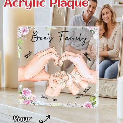Bộ 1/3/5 tấm bảng acrylic hình trái tim khắc tên gia đình theo yêu cầu, chất liệu acrylic trong suốt cao cấp, lý tưởng cho Ngày của Mẹ, Ngày của Cha, Kỷ niệm, Đám cưới, Tiệc cưới, Giáng sinh, Sinh nhật, Lễ tốt nghiệp - Hoàn hảo cho trang trí nhà/văn phòng, quà lưu niệm đám cưới, quà kỷ niệm gia đình, quà tân gia và quà tặng cá nhân hóa.