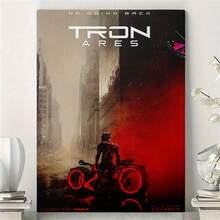 1 pieza Impresión en lienzo sin marco, Póster de la película TRON ARES, con Jeff Bridges y Jared Leto, adecuado para decoración de cocinas, baños, habitaciones, hogar, dormitorios, paredes, salas de estar, accesorios de habitación, decoración de cine - A - Ver 12