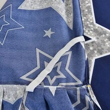Conjunto de saia de cama minimalista moderna com estampa de estrelas e babados duplos (3 peças), roupa de cama para quarto (1 saia de cama, 2 fronhas, sem enchimento). - Azul marinho - Ver 9